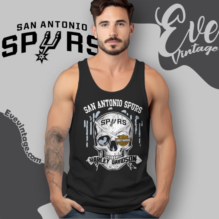 San Antonio Spurs Harley Davidson Skull Shirt Tank Top Racerback San Antonio Spurs Harley Davidson Skull Shirt Tank Top Racerback