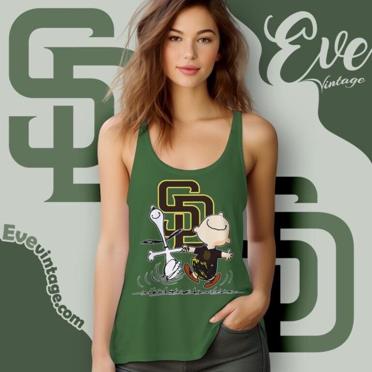 San Diego Padres Charlie Brown Snoopy Happy Dancing Shirt Tank Top Racerback San Diego Padres Charlie Brown Snoopy Happy Dancing Shirt Tank Top Racerback