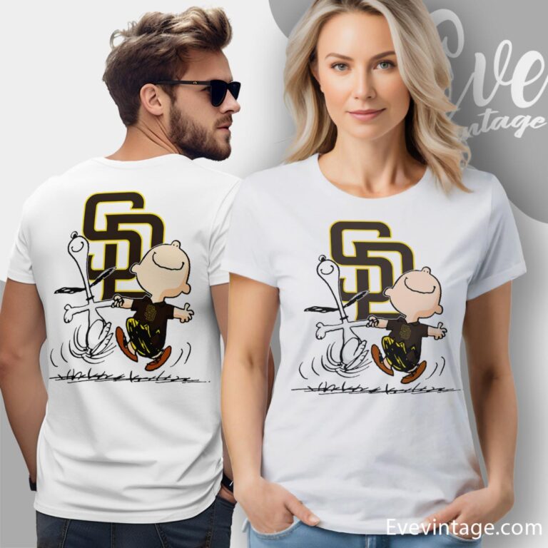 San Diego Padres Charlie Brown Snoopy Happy Dancing Shirt Women T Shirt San Diego Padres Charlie Brown Snoopy Happy Dancing Shirt Women T Shirt