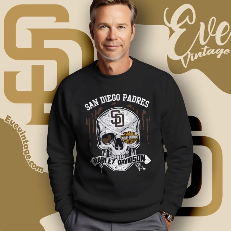 San Diego Padres Harley Davidson Skull Sweatshirt San Diego Padres Harley Davidson Skull Sweatshirt