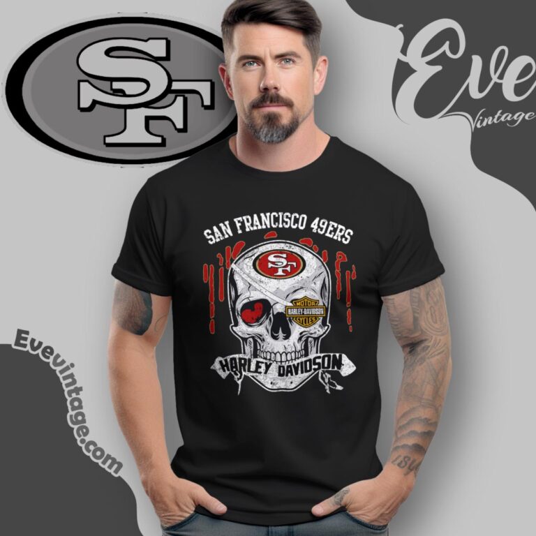 San Francisco 49ers Harley Davidson Skull Shirt T Shirt San Francisco 49ers Harley Davidson Skull Shirt T Shirt