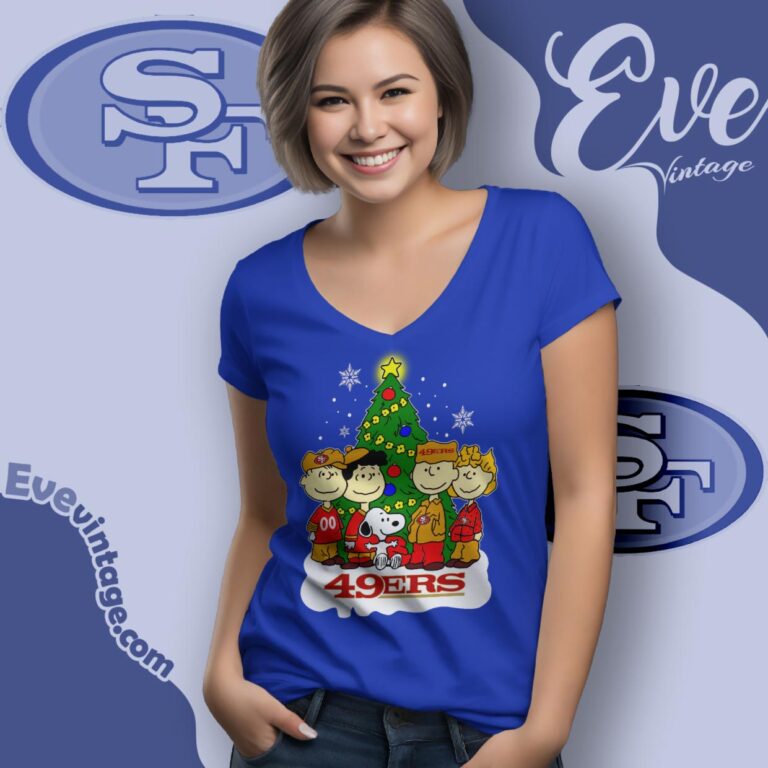 San Francisco 49ers Snoopy The Peanuts Christmas Shirt V Neck TShirt San Francisco 49ers Snoopy The Peanuts Christmas Shirt V Neck TShirt
