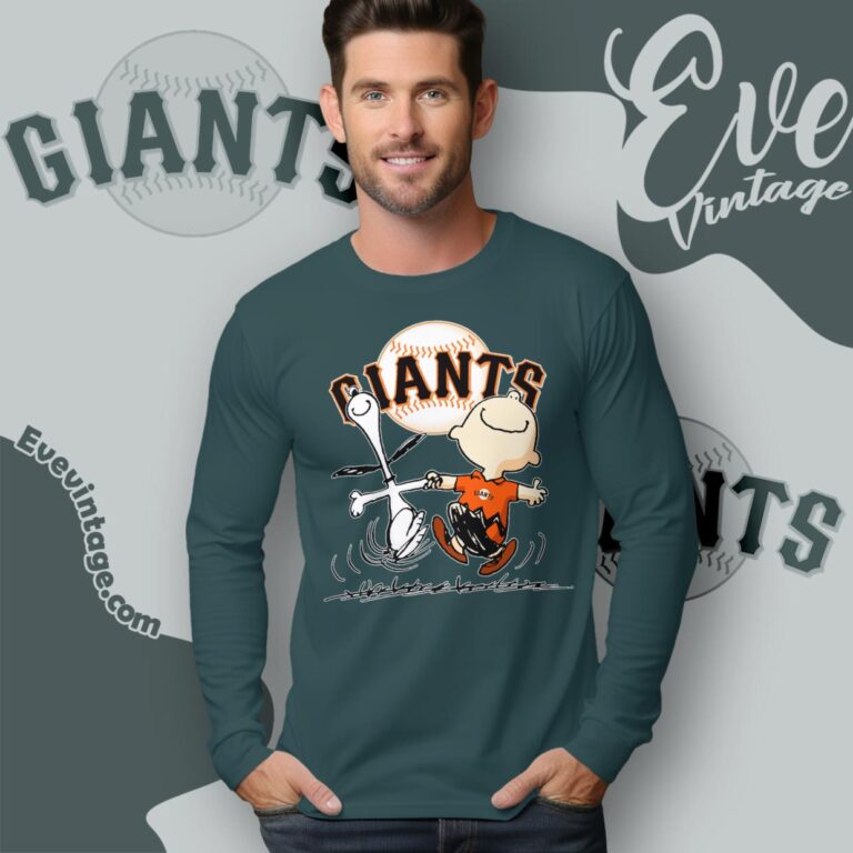 San Francisco Giants Charlie Brown Snoopy Happy Dancing Shirt Long Sleeve Tee San Francisco Giants Charlie Brown Snoopy Happy Dancing Shirt Long Sleeve Tee