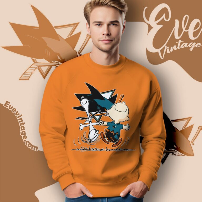 San Jose Sharks Charlie Brown Snoopy Happy Dancing Shirt Sweatshirt San Jose Sharks Charlie Brown Snoopy Happy Dancing Shirt Sweatshirt