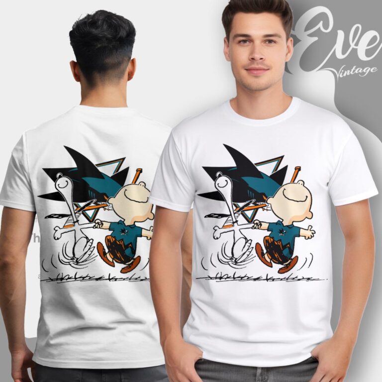 San Jose Sharks Charlie Brown Snoopy Happy Dancing Shirt T Shirt San Jose Sharks Charlie Brown Snoopy Happy Dancing Shirt T Shirt