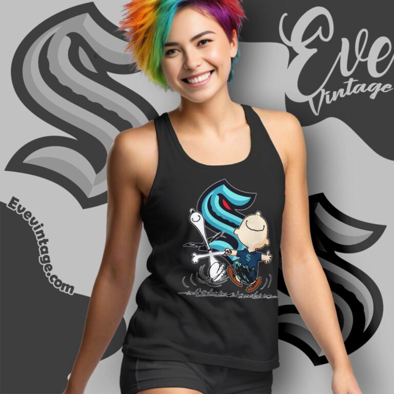 Seattle Kraken Charlie Brown Snoopy Happy Dancing Shirt Tank Top Racerback Seattle Kraken Charlie Brown Snoopy Happy Dancing Shirt Tank Top Racerback