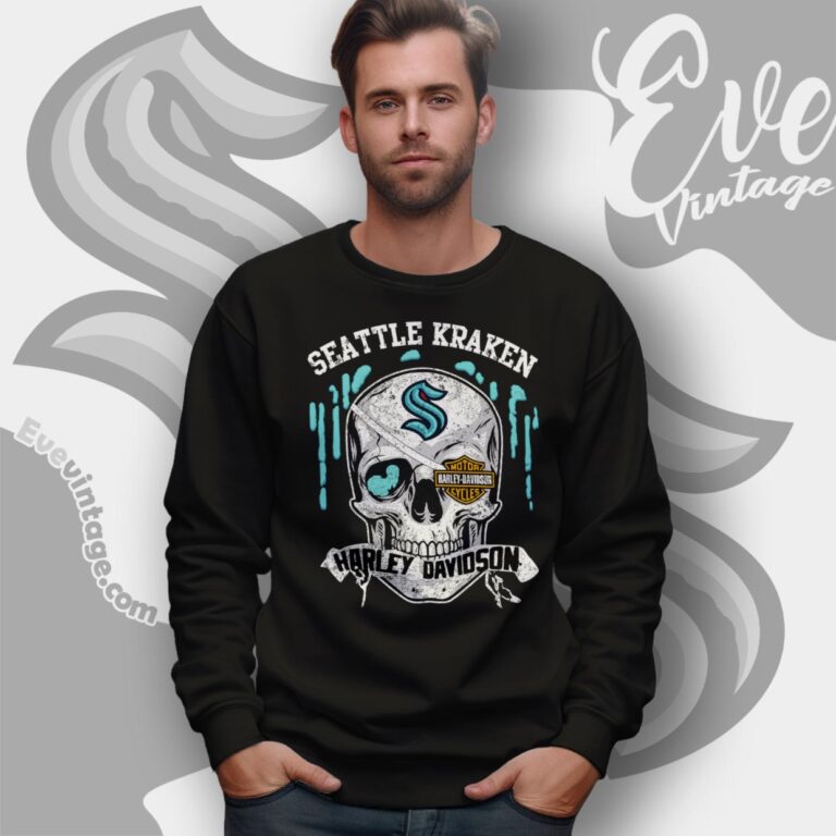 Seattle Kraken Harley Davidson Skull Shirt Sweatshirt Seattle Kraken Harley Davidson Skull Shirt Sweatshirt