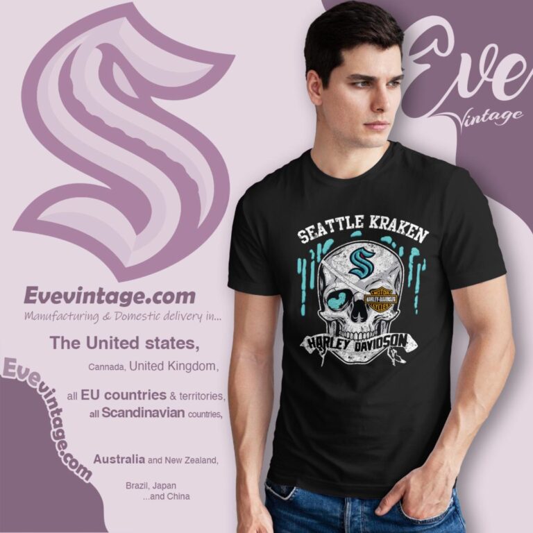 Seattle Kraken Harley Davidson Skull Shirt T Shirt Seattle Kraken Harley Davidson Skull Shirt T Shirt