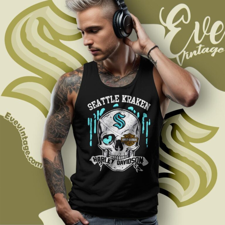 Seattle Kraken Harley Davidson Skull Shirt Tank Top Racerback Seattle Kraken Harley Davidson Skull Shirt Tank Top Racerback