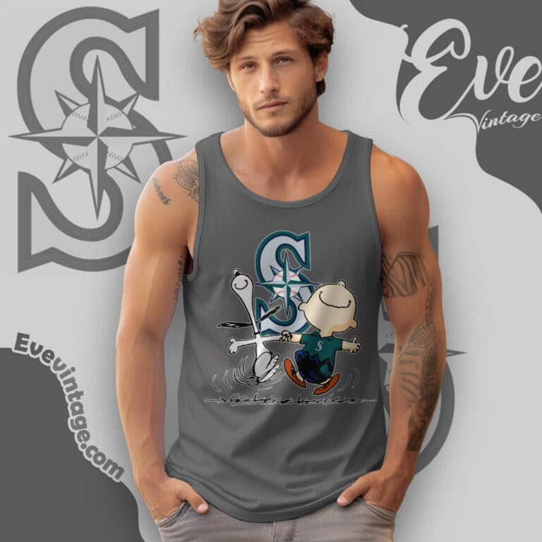 Seattle Mariners Charlie Brown Snoopy Happy Dancing Shirt Tank Top Racerback Seattle Mariners Charlie Brown Snoopy Happy Dancing Shirt Tank Top Racerback