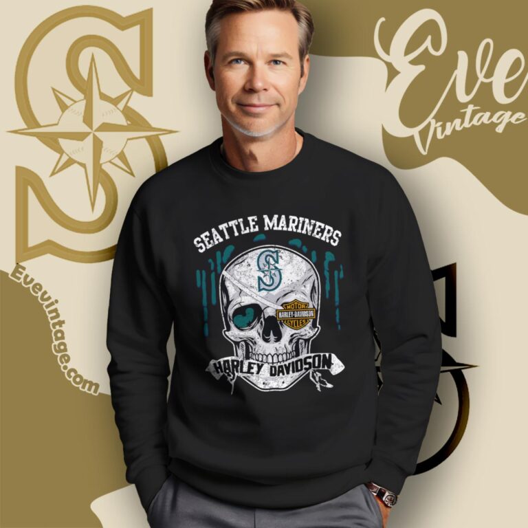 Seattle Mariners Harley Davidson Skull Sweatshirt Seattle Mariners Harley Davidson Skull Sweatshirt