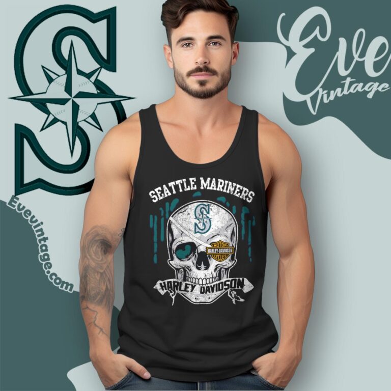 Seattle Mariners Harley Davidson Skull Tank Top Racerback Seattle Mariners Harley Davidson Skull Tank Top Racerback