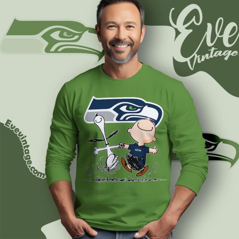Seattle Seahawks Charlie Brown Snoopy Happy Dancing Shirt Long Sleeve Tee Seattle Seahawks Charlie Brown Snoopy Happy Dancing Shirt Long Sleeve Tee