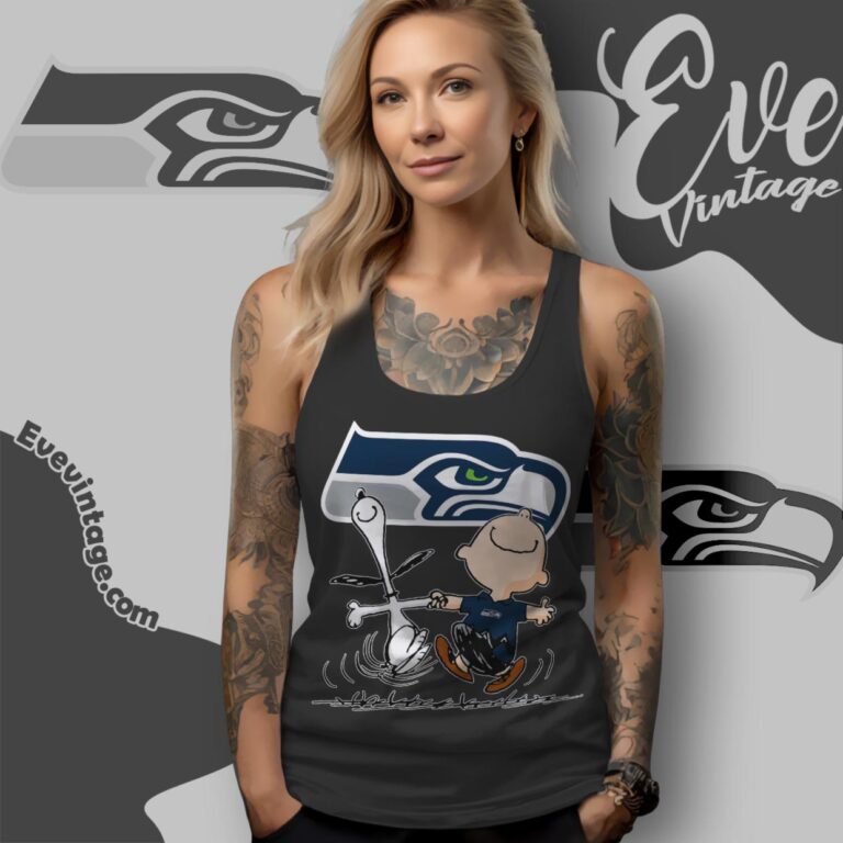 Seattle Seahawks Charlie Brown Snoopy Happy Dancing Shirt Tank Top Racerback Seattle Seahawks Charlie Brown Snoopy Happy Dancing Shirt Tank Top Racerback