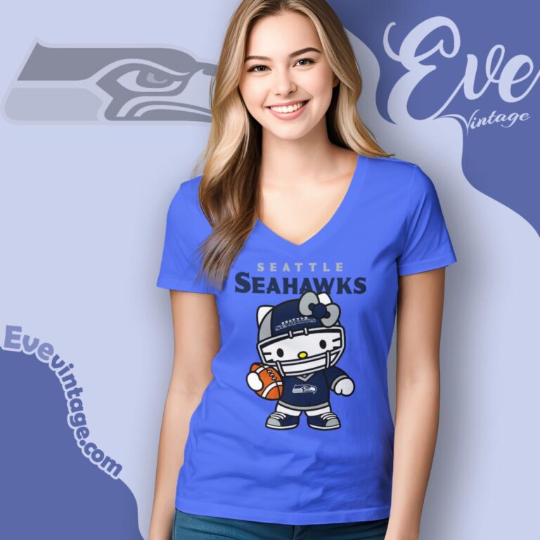 Seattle Seahawks Hello Kitty Shirt V Neck TShirt Seattle Seahawks Hello Kitty Shirt V Neck TShirt