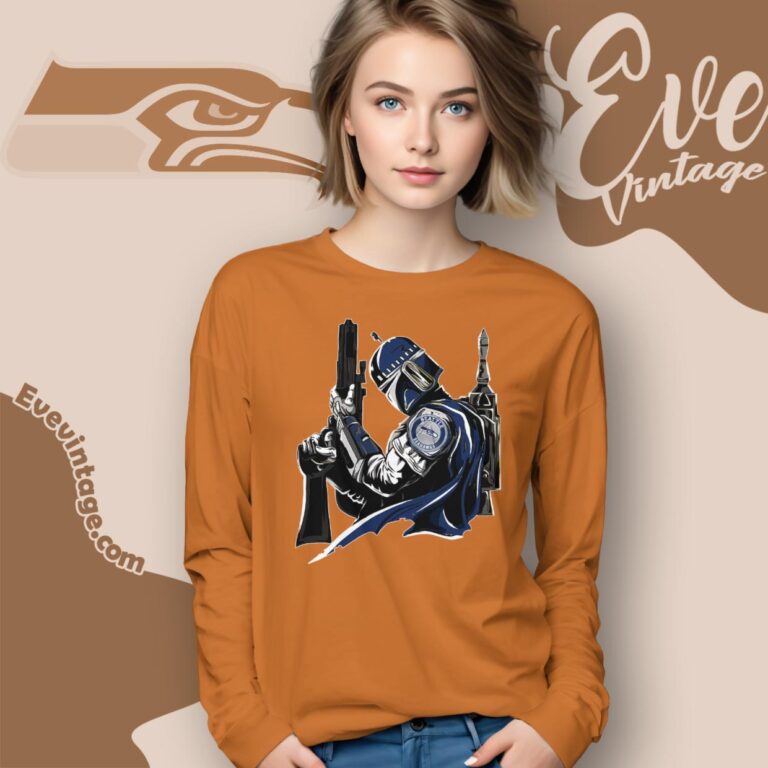Seattle Seahawks Mandalorian Star Wars Shirt Long Sleeve Tee Seattle Seahawks Mandalorian Star Wars Shirt Long Sleeve Tee