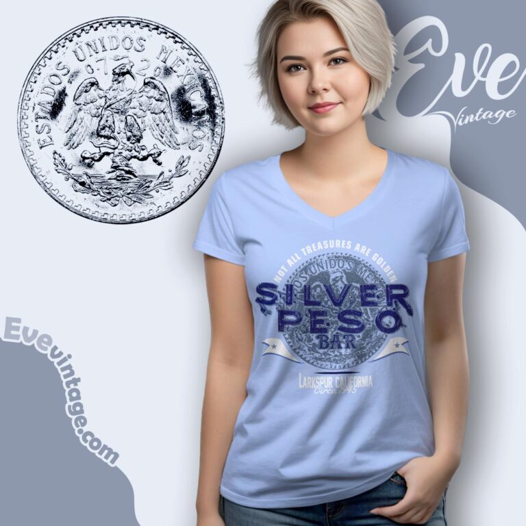 Silver Peso Bar Shirt V Neck TShirt Silver Peso Bar Shirt V Neck TShirt