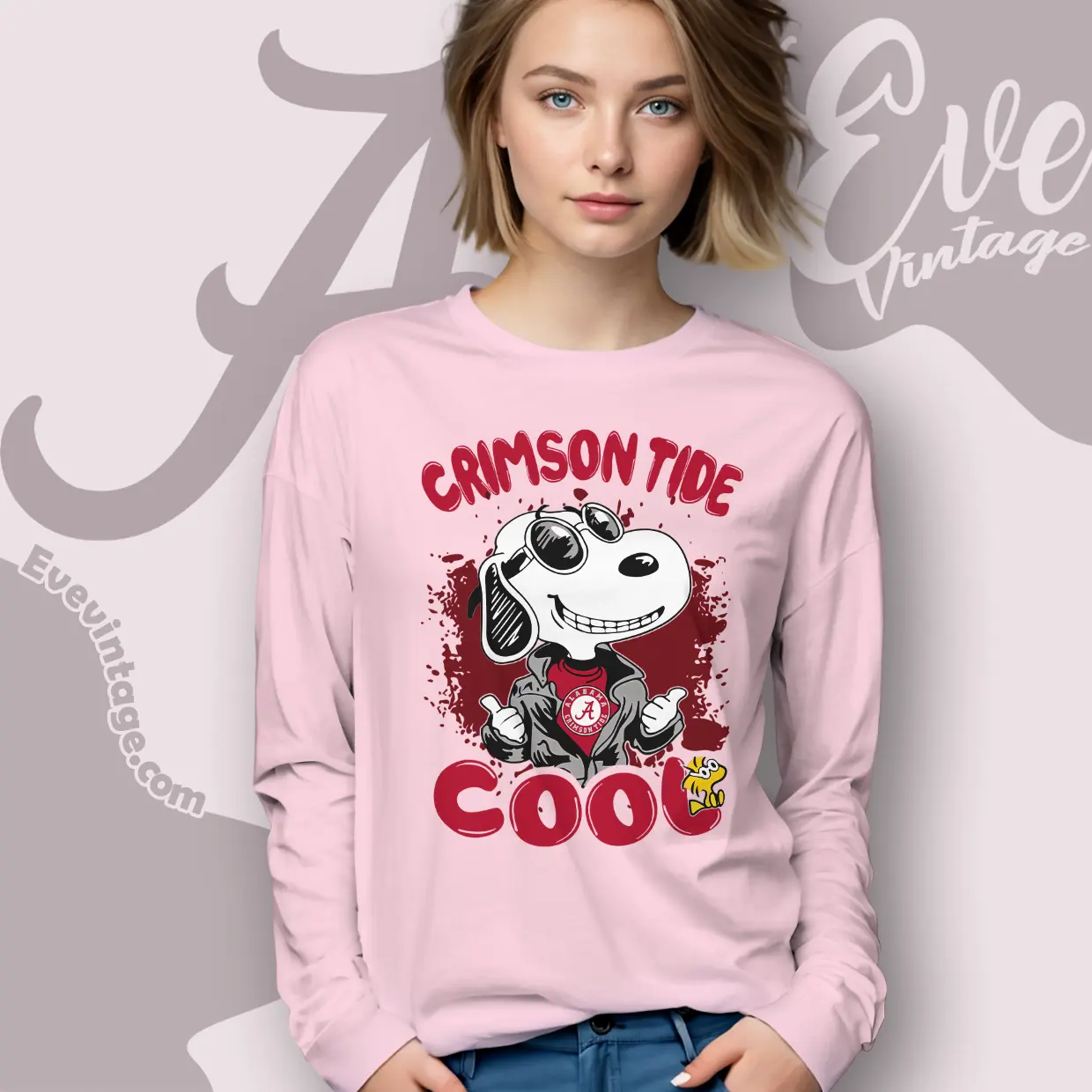 Snoopy Alabama Crimson Tide Cool Long Sleeve Tee Snoopy Alabama Crimson Tide Cool Long Sleeve Tee
