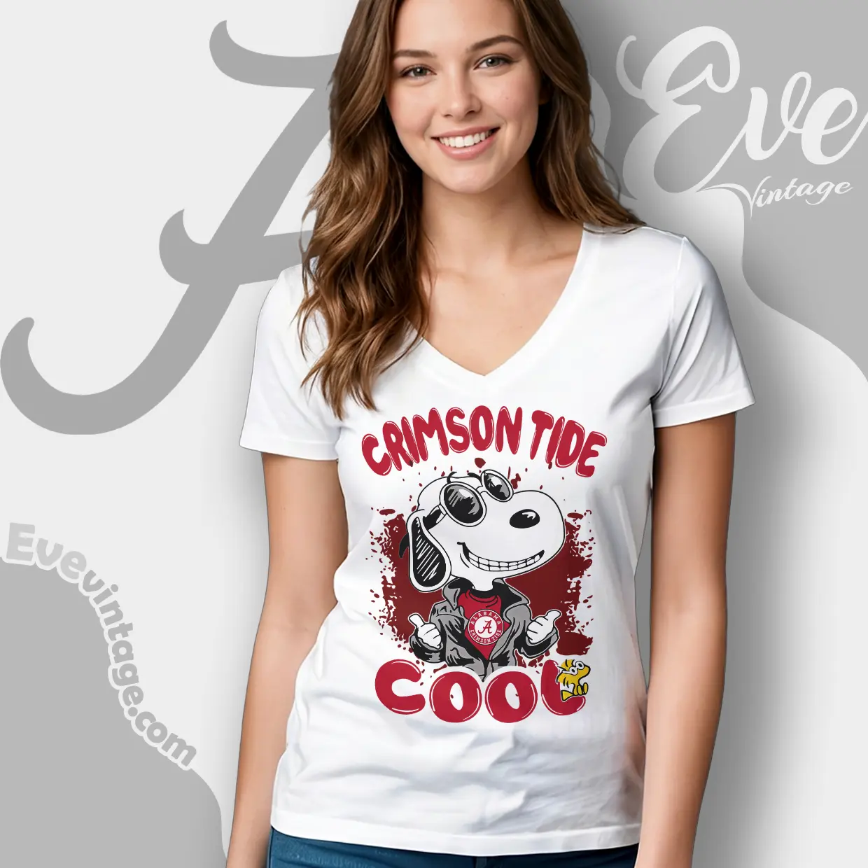 Snoopy Alabama Crimson Tide Cool V Neck TShirt Snoopy Alabama Crimson Tide Cool V Neck TShirt