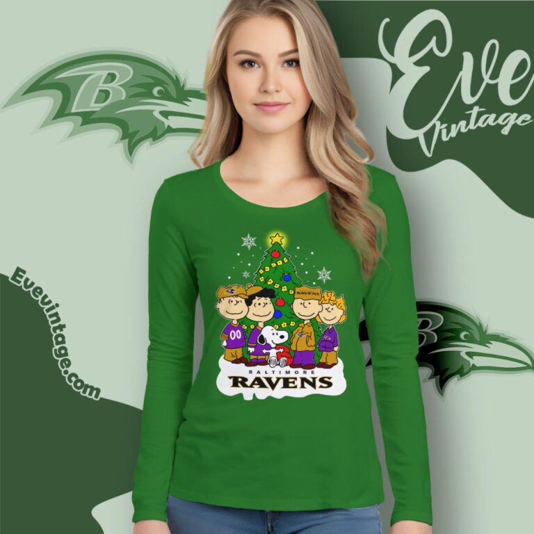 Snoopy And Friends Baltimore Ravens Christmas Shirt Long Sleeve Tee Snoopy And Friends Baltimore Ravens Christmas Shirt Long Sleeve Tee
