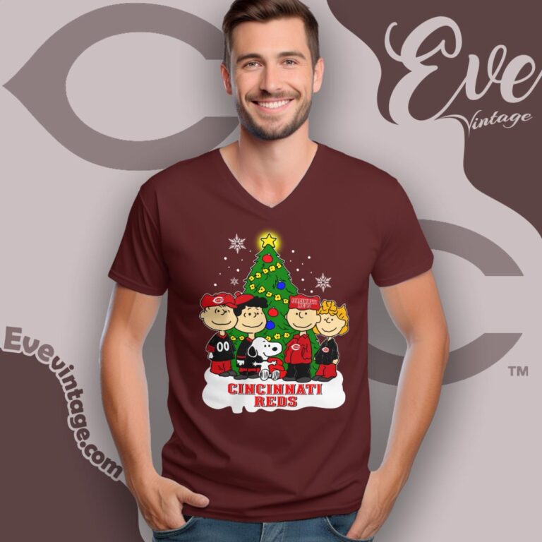 Snoopy And Friends Cincinnati Reds Christmas Shirt V Neck TShirt Snoopy And Friends Cincinnati Reds Christmas Shirt V Neck TShirt