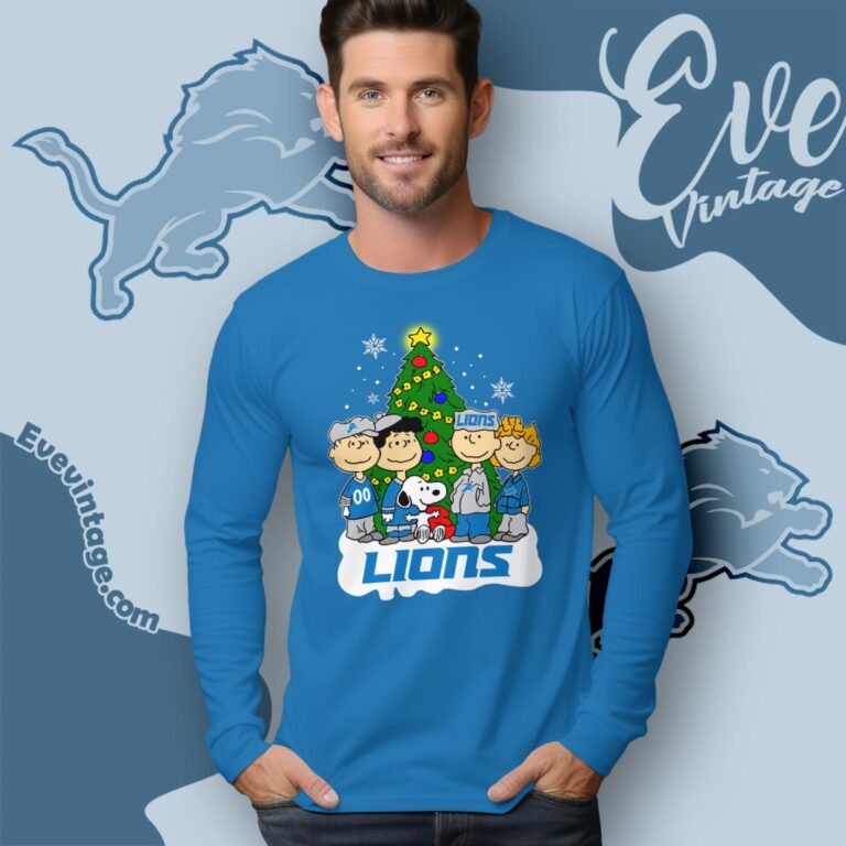 Snoopy And Friends Detroit Lions Christmas Shirt Long Sleeve Tee Snoopy And Friends Detroit Lions Christmas Shirt Long Sleeve Tee