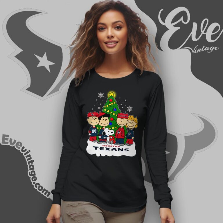 Snoopy And Friends Houston Texans Christmas Shirt Long Sleeve Tee Snoopy And Friends Houston Texans Christmas Shirt Long Sleeve Tee