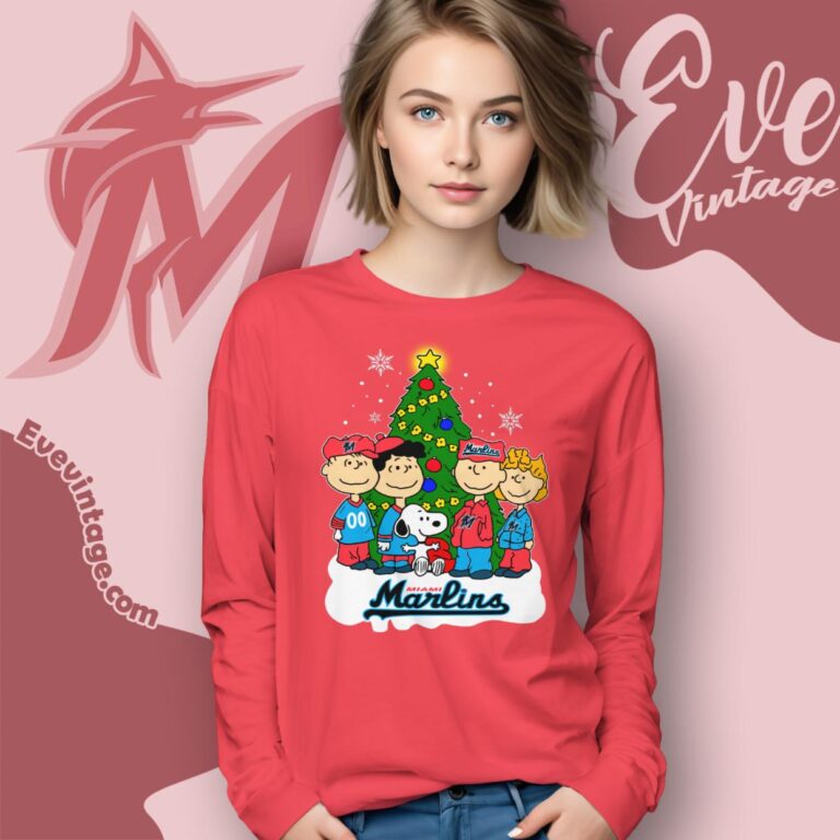Snoopy And Friends Miami Marlins Christmas Shirt Long Sleeve Tee Snoopy And Friends Miami Marlins Christmas Shirt Long Sleeve Tee