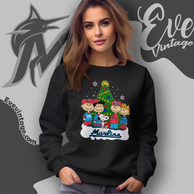 Snoopy And Friends Miami Marlins Christmas Shirt Sweatshirt Snoopy And Friends Miami Marlins Christmas Shirt Sweatshirt