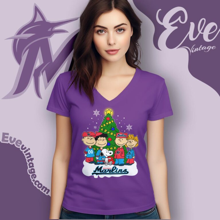 Snoopy And Friends Miami Marlins Christmas Shirt V Neck TShirt Snoopy And Friends Miami Marlins Christmas Shirt V Neck TShirt