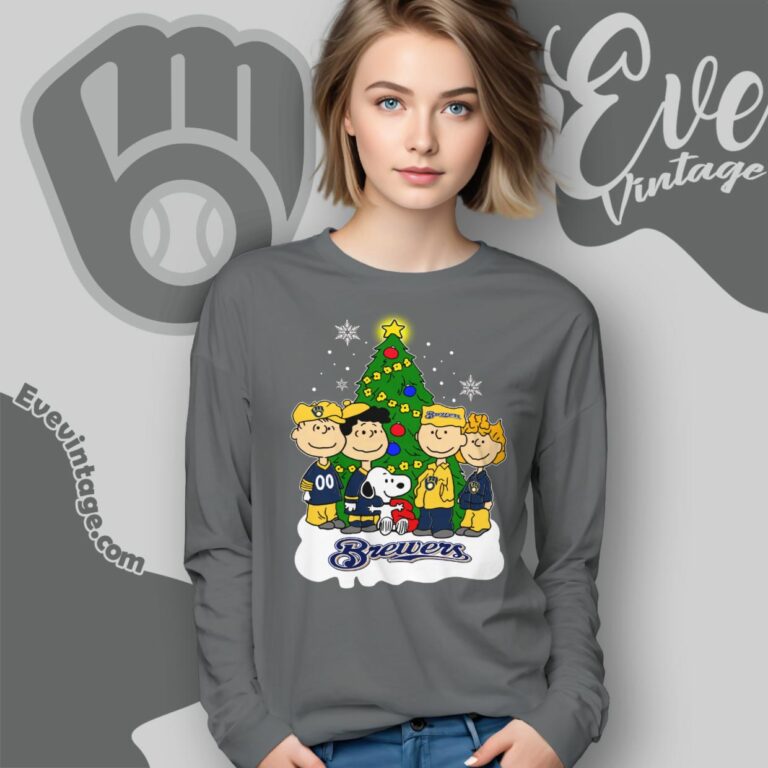 Snoopy And Friends Milwaukee Brewers Christmas Shirt Long Sleeve Tee Snoopy And Friends Milwaukee Brewers Christmas Shirt Long Sleeve Tee