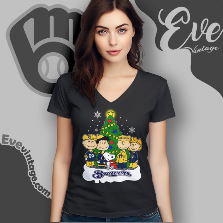 Snoopy And Friends Milwaukee Brewers Christmas Shirt V Neck TShirt Snoopy And Friends Milwaukee Brewers Christmas Shirt V Neck TShirt