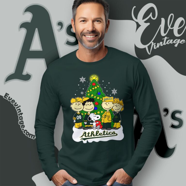 Snoopy And Friends Oakland Athletics Christmas Shirt Long Sleeve Tee Snoopy And Friends Oakland Athletics Christmas Shirt Long Sleeve Tee