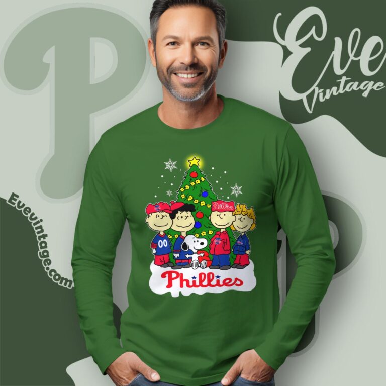 Snoopy And Friends Philadelphia Phillies Christmas Shirt Long Sleeve Tee Snoopy And Friends Philadelphia Phillies Christmas Shirt Long Sleeve Tee