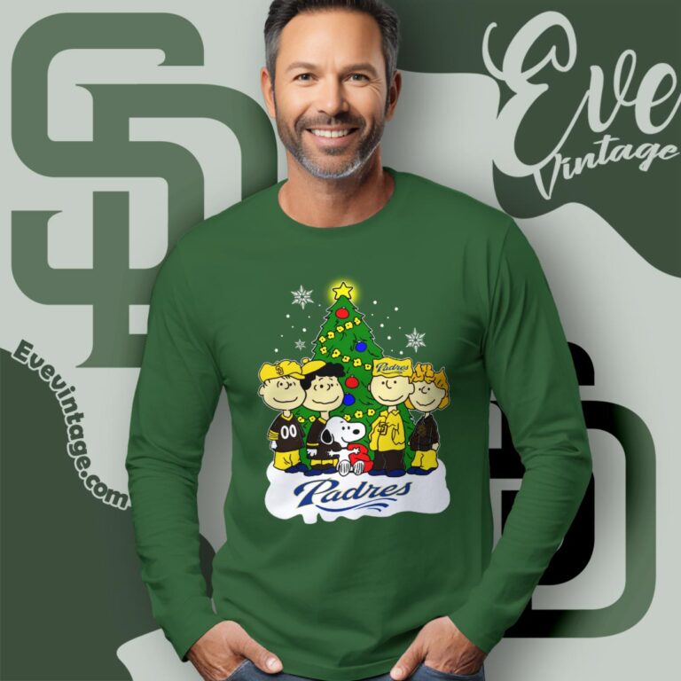 Snoopy And Friends San Diego Padres Christmas Shirt Long Sleeve Tee Snoopy And Friends San Diego Padres Christmas Shirt Long Sleeve Tee