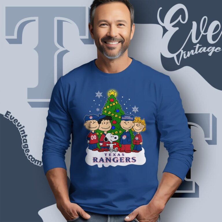 Snoopy And Friends Texas Rangers Christmas Shirt Long Sleeve Tee Snoopy And Friends Texas Rangers Christmas Shirt Long Sleeve Tee