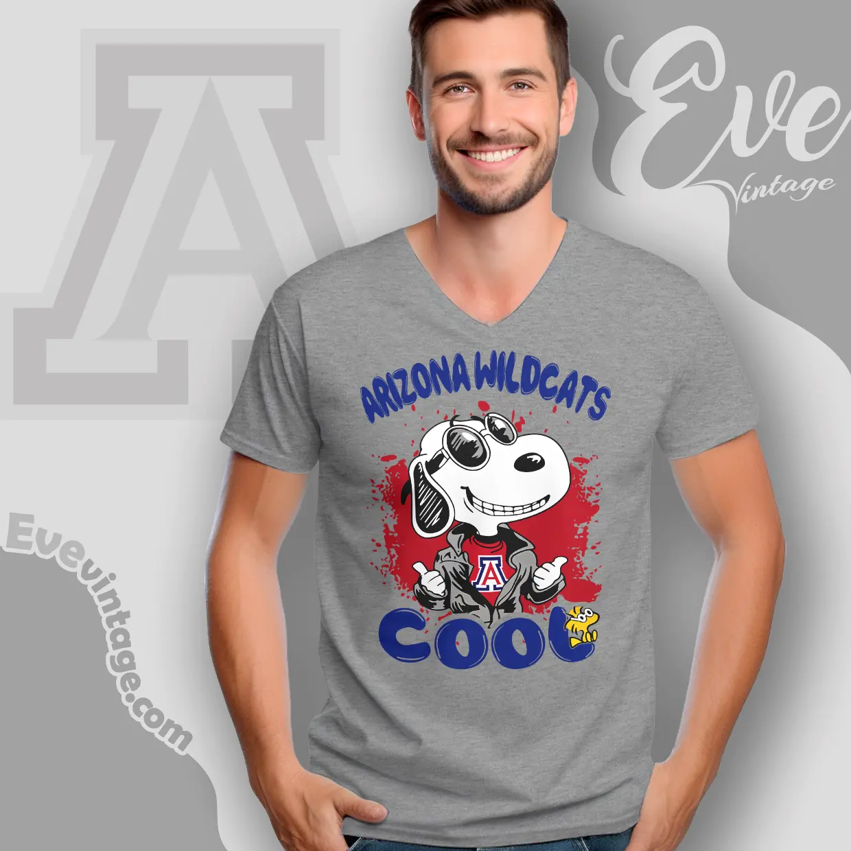 Snoopy Arizona Wildcats Cool V Neck TShirt Snoopy Arizona Wildcats Cool V Neck TShirt