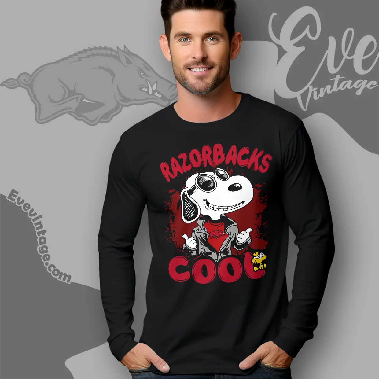 Snoopy Arkansas Razorbacks Cool Long Sleeve Tee Snoopy Arkansas Razorbacks Cool Long Sleeve Tee