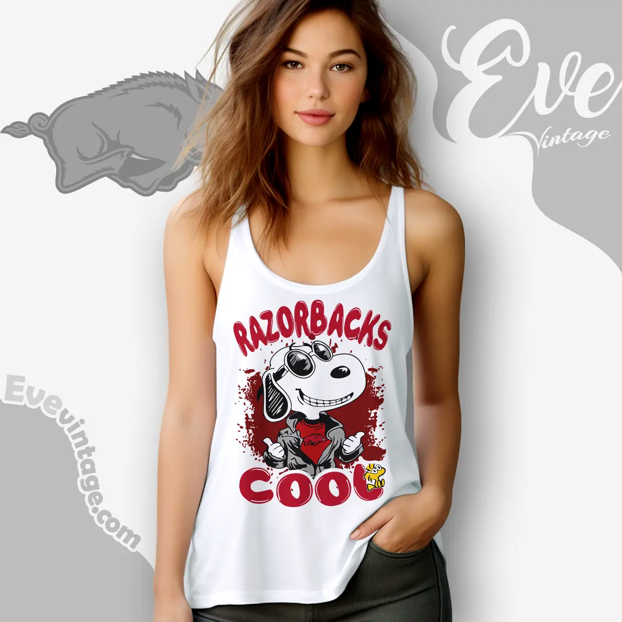 Snoopy Arkansas Razorbacks Cool Tank Top Racerback Snoopy Arkansas Razorbacks Cool Tank Top Racerback