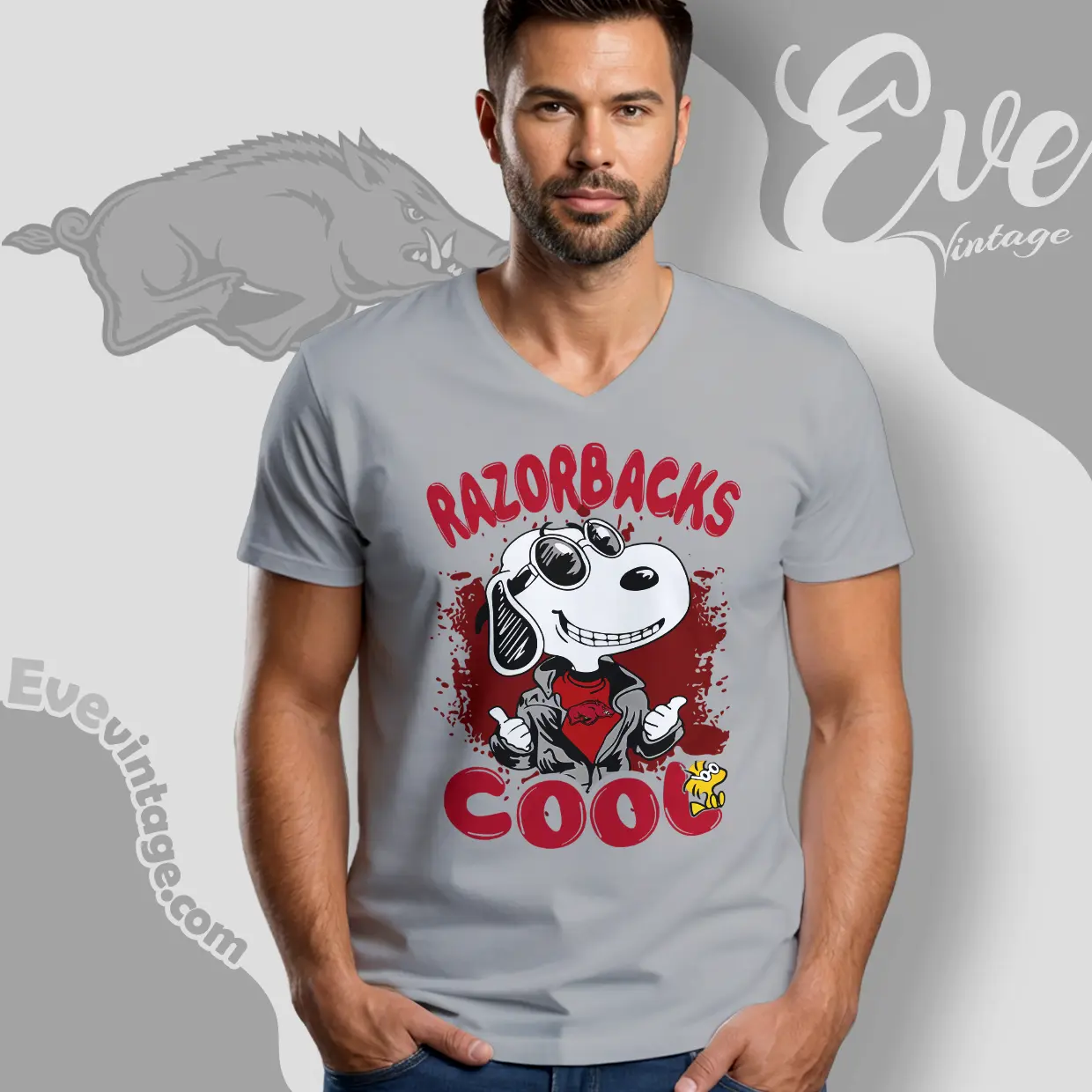 Snoopy Arkansas Razorbacks Cool V Neck TShirt Snoopy Arkansas Razorbacks Cool V Neck TShirt