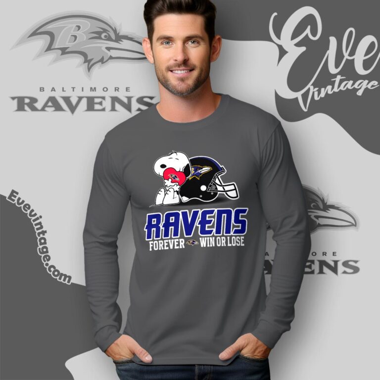 Snoopy Baltimore Ravens Forever Win Or Lose Shirt Long Sleeve Tee Snoopy Baltimore Ravens Forever Win Or Lose Shirt Long Sleeve Tee