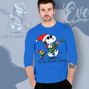 Snoopy Christmas Tis The Season To Rock Vintage Long Sleeve Tee