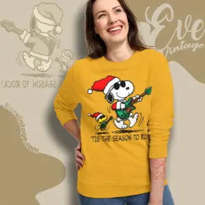 Snoopy Christmas Tis The Season To Rock Vintage Sweatshirt
