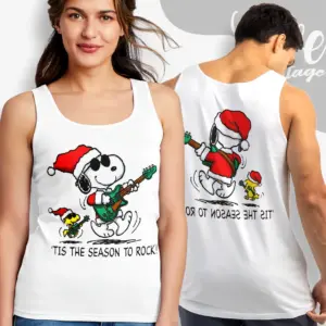 Snoopy Christmas Tis The Season To Rock Vintage Tank Top Racerback