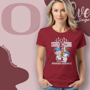 Snoopy Dodgers God First Family Second Then Shirt Women T shirt