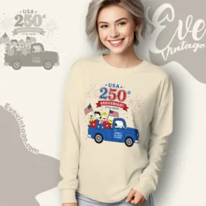 Snoopy Driving Truck 250th Anniversary Long Sleeve Tee