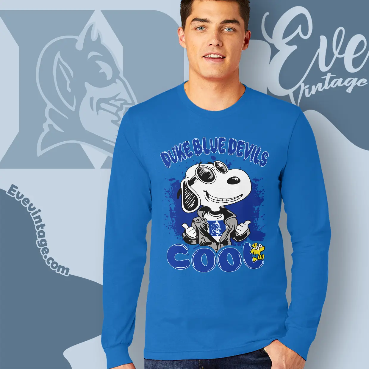 Snoopy Duke Blue Devils Cool Long Sleeve Tee Snoopy Duke Blue Devils Cool Long Sleeve Tee