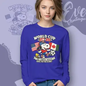 Snoopy Football Goal For The Globe World Cup Long Sleeve Tee