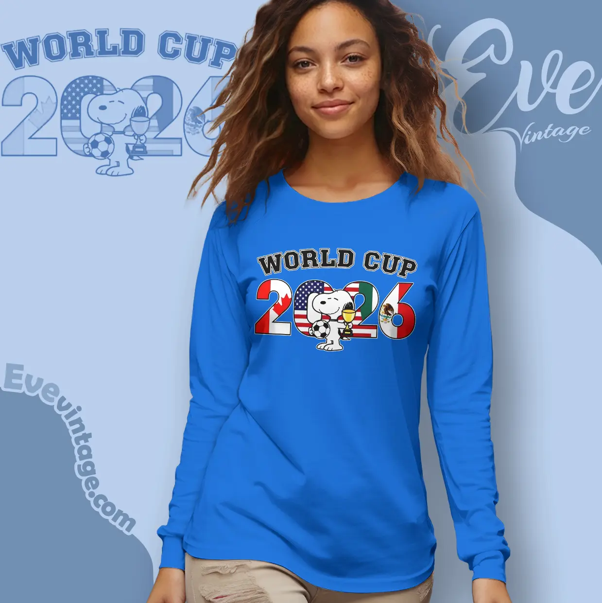 Snoopy Football World Cup 2026 Trophy Long Sleeve Tee Snoopy Football World Cup 2026 Trophy Long Sleeve Tee