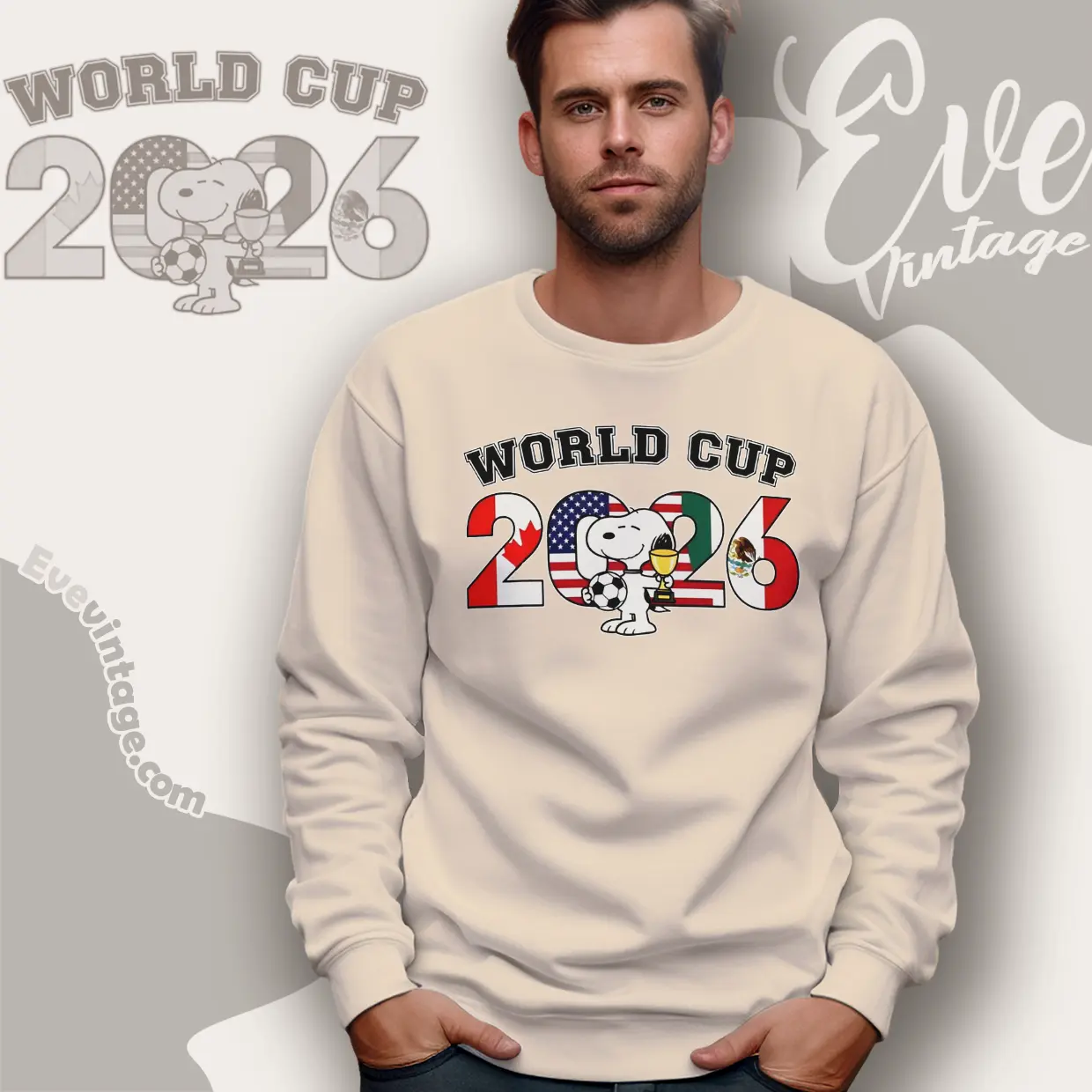 Snoopy Football World Cup 2026 Trophy Sweatshirt Snoopy Football World Cup 2026 Trophy Sweatshirt